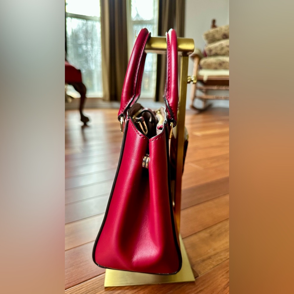 Michael Kors Deep Red Leather Satchel with Scarf and detachable Crossbody Strap. - Picture 6 of 11